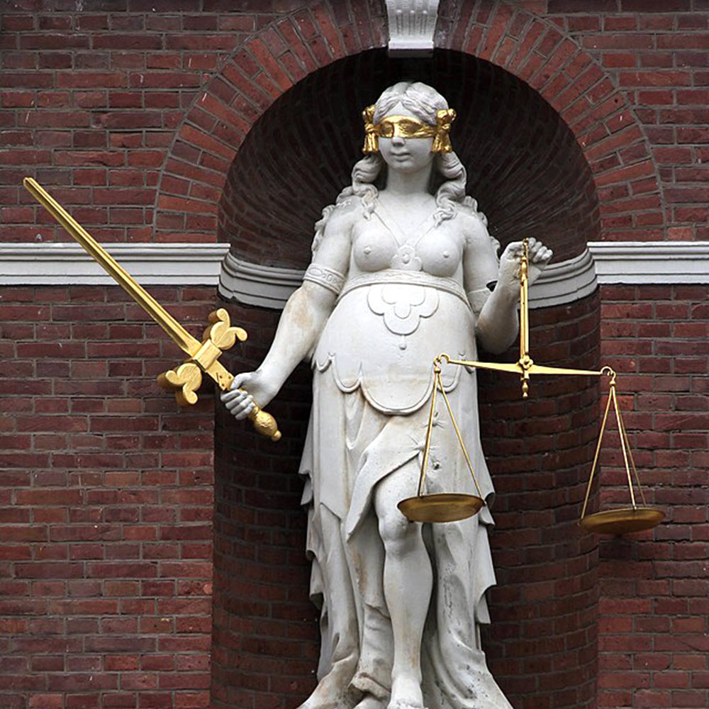 Statue of Justice at Haarlem City Hall, Netherlands